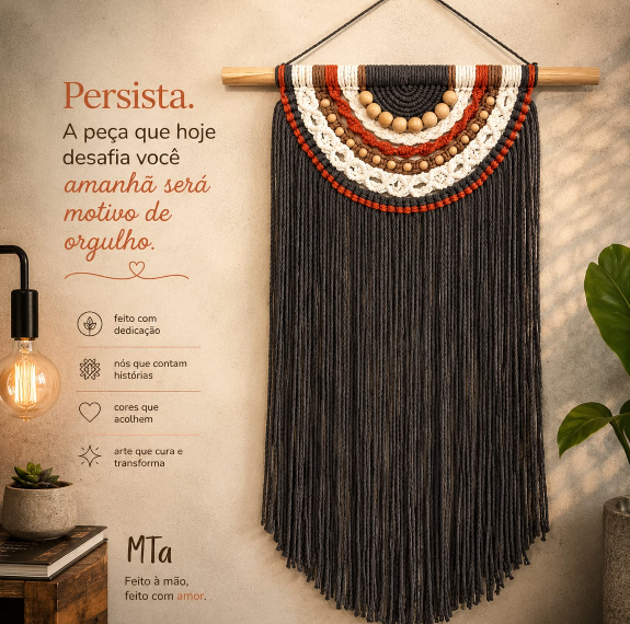 Peça de macramê Momento Terapia Atelier, feita à mão